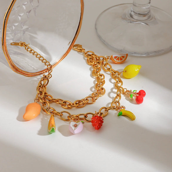Stainless Steel Fruit Geometric Electroplated Bracelet Jewelry