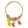 Stainless Steel Fruit Pendant Adjustable Bracelet Electroplated Fashion Style Unisex