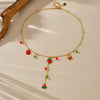 Stainless Steel Fruit Series Electroplated Artificial Strawberry Watermelon Pendant Necklace For Women