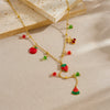 Stainless Steel Fruit Series Electroplated Artificial Strawberry Watermelon Pendant Necklace For Women