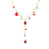 Stainless Steel Fruit Series Electroplated Artificial Strawberry Watermelon Pendant Necklace For Women