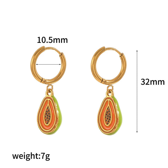 Stainless Steel Fruit Shaped Electroplated Earrings For Women