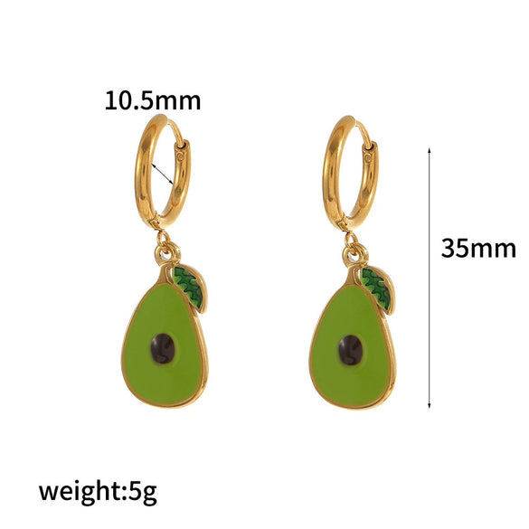 Stainless Steel Fruit Shaped Electroplated Earrings For Women