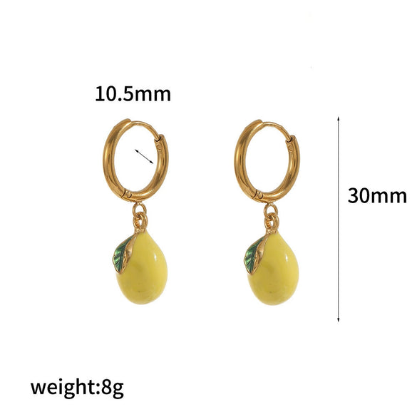Stainless Steel Fruit Shaped Electroplated Earrings For Women