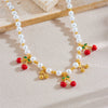 Stainless Steel Fruit Shaped Electroplated Pendant Beaded Necklace For Women