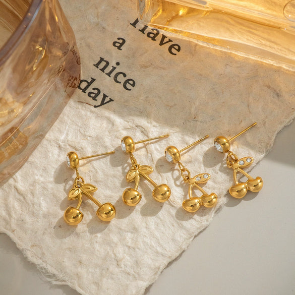 Stainless Steel Fruit Shaped Little Fresh Electroplated Earrings For Youth Women