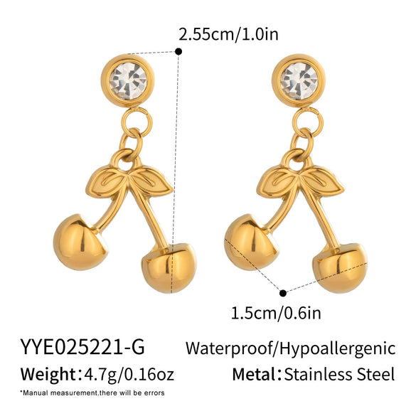 Stainless Steel Fruit Shaped Little Fresh Electroplated Earrings For Youth Women