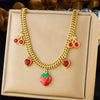 Stainless Steel Fruit Shaped Pendant Necklace With Snake Bone Chain And Electroplating Design