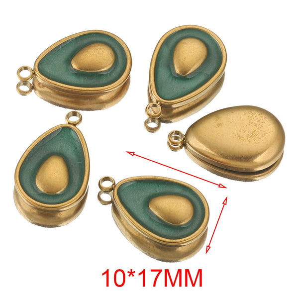Stainless Steel Fruit Style Avocado And Fish Pattern Pendant Jewelry With 18K Electroplating