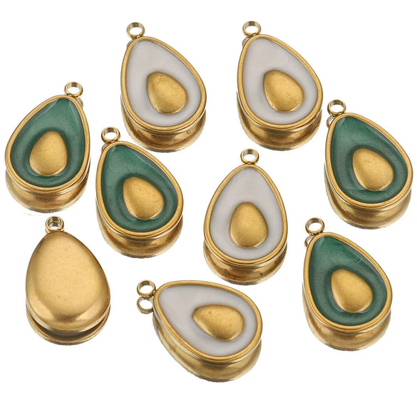 Stainless Steel Fruit Style Avocado And Fish Pattern Pendant Jewelry With 18K Electroplating