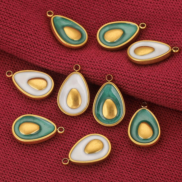 Stainless Steel Fruit Style Avocado And Fish Pattern Pendant Jewelry With 18K Electroplating