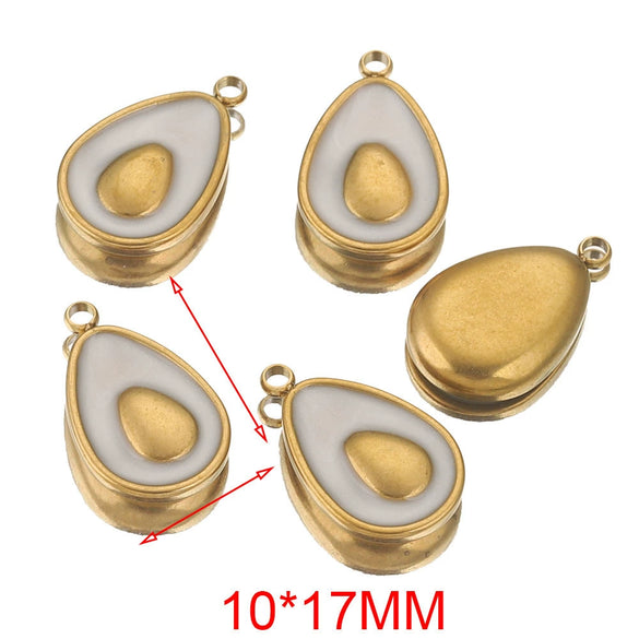 Stainless Steel Fruit Style Avocado And Fish Pattern Pendant Jewelry With 18K Electroplating
