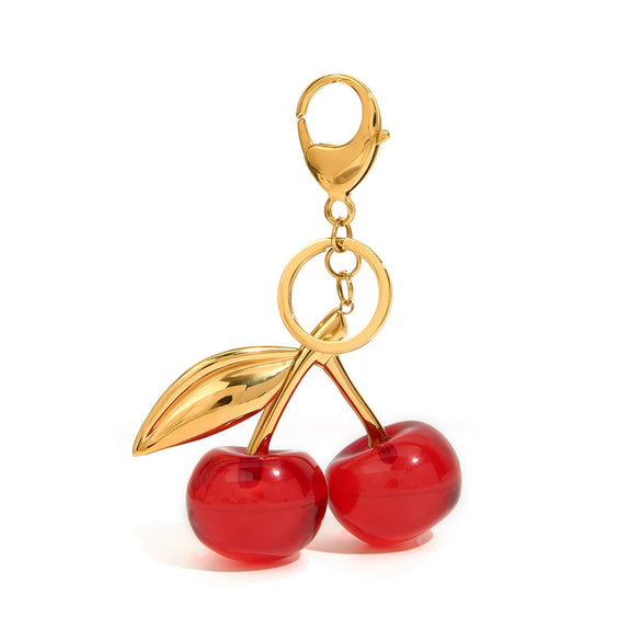 Stainless Steel Fruit Style Cherry Hanging Jewelry With 18K Gold Plated Electroplating