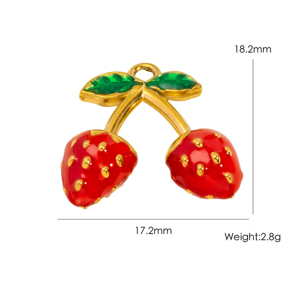 Stainless Steel Fruit Style Oil Dripping Jewelry Accessories Necklace Pendant