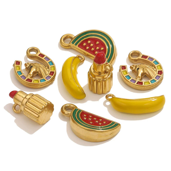 Stainless Steel Fruit Style Totem Pattern Electroplated Diy Accessories