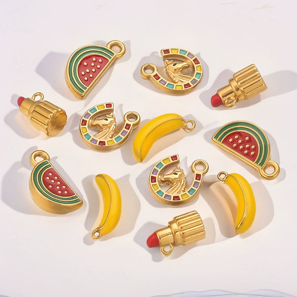 Stainless Steel Fruit Style Totem Pattern Electroplated Diy Accessories