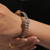 316L Stainless Steel Full Diamond Zircon Snap Bracelet Plated 18K True Gold Geometric Style Jewelry