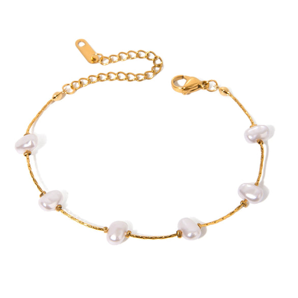 Stainless Steel Geometric Acrylic Pearl Bracelet Retro Electroplated