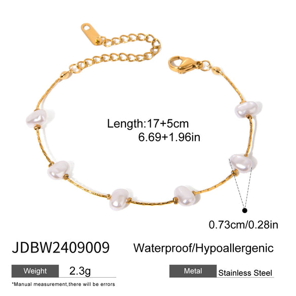 Stainless Steel Geometric Acrylic Pearl Bracelet Retro Electroplated