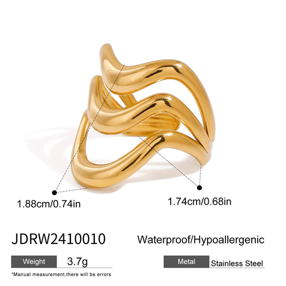 Stainless Steel Geometric Adjustable Opening Ring Electroplating Design