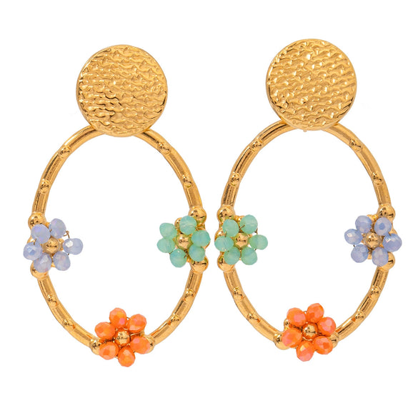 Stainless Steel Geometric And Flower Earrings Electroplated Minimalist Women's Jewelry
