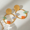 Stainless Steel Geometric And Flower Earrings Electroplated Minimalist Women's Jewelry