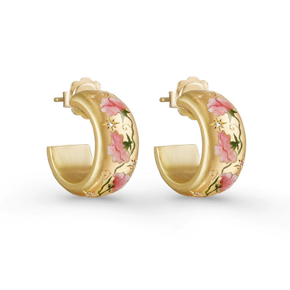 Stainless Steel Geometric And Flower Patterned Cshaped Electroplated Women's Earrings