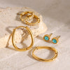 Stainless Steel Geometric And Heart Pattern Earrings With Electroplating Treatment