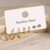 Stainless Steel Geometric And Heart Pattern Earrings With Electroplating Treatment