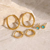 Stainless Steel Geometric And Heart Pattern Earrings With Electroplating Treatment
