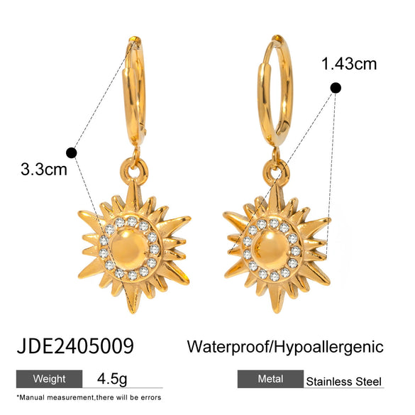 Stainless Steel Geometric And Heart Shape Electroplated Women's Star Earrings