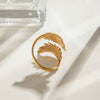 Stainless Steel Geometric Angel Wings Ring Electroplated Jewelry For Women