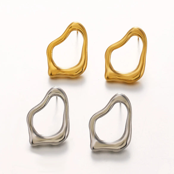 Stainless Steel Geometric Asymmetrical Electroplated Hiphop Women's Earrings