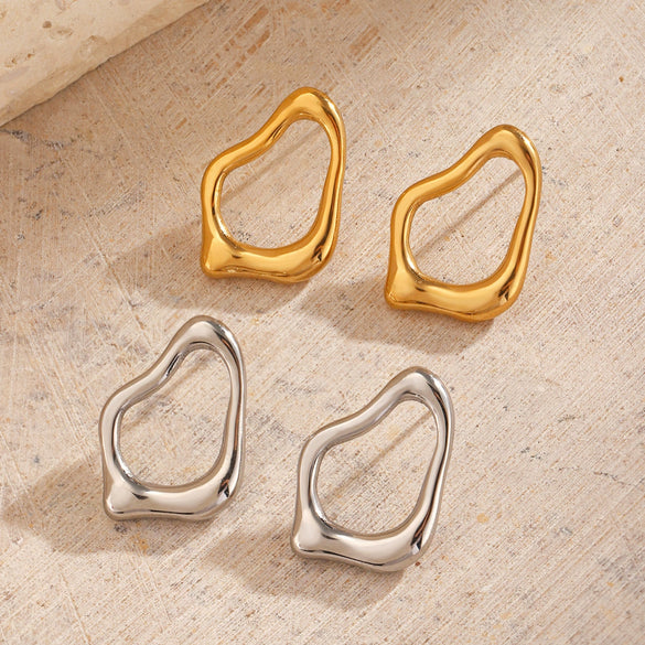 Stainless Steel Geometric Asymmetrical Electroplated Hiphop Women's Earrings