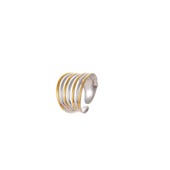 Stainless Steel Geometric Asymmetrical Ring Electroplated With 18K Gold Light Luxury Style Women's Hand Jewelry