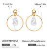 Stainless Steel Geometric Baroque Pearl Earrings Electroplated For Women
