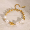 Stainless Steel Geometric Baroque Pearl Women's Bracelet With Electroplating