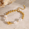 Stainless Steel Geometric Baroque Pearl Women's Bracelet With Electroplating