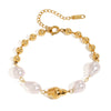 Stainless Steel Geometric Baroque Pearl Women's Bracelet With Electroplating
