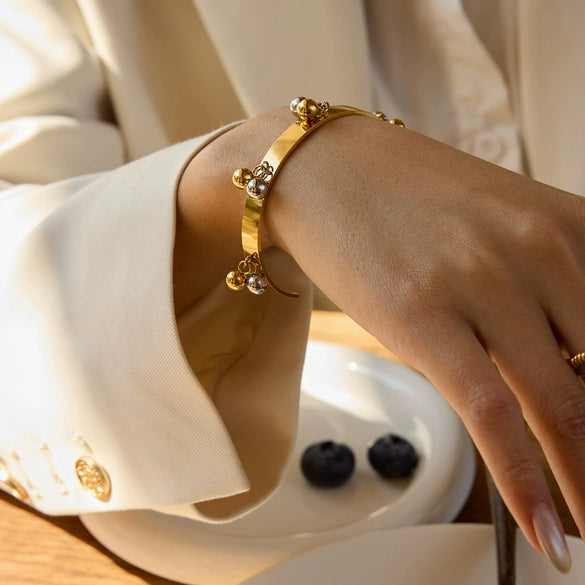 Stainless Steel Geometric Beaded Bracelet Electroplated Women's Light Luxury Jewelry