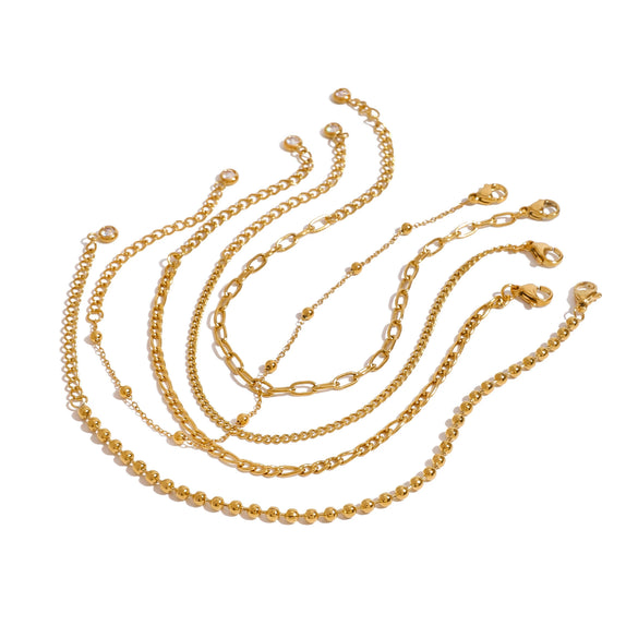 Stainless Steel Geometric Beaded Bracelet For Women Electroplated