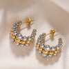 Stainless Steel Geometric Beaded Earrings For Women With Electroplating