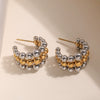 Stainless Steel Geometric Beaded Earrings For Women With Electroplating