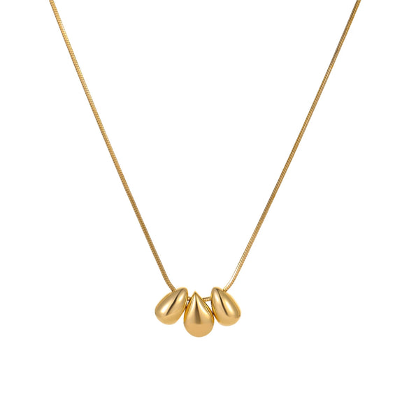 Stainless Steel Geometric Beaded Necklace Plated With 18K Gold For Women