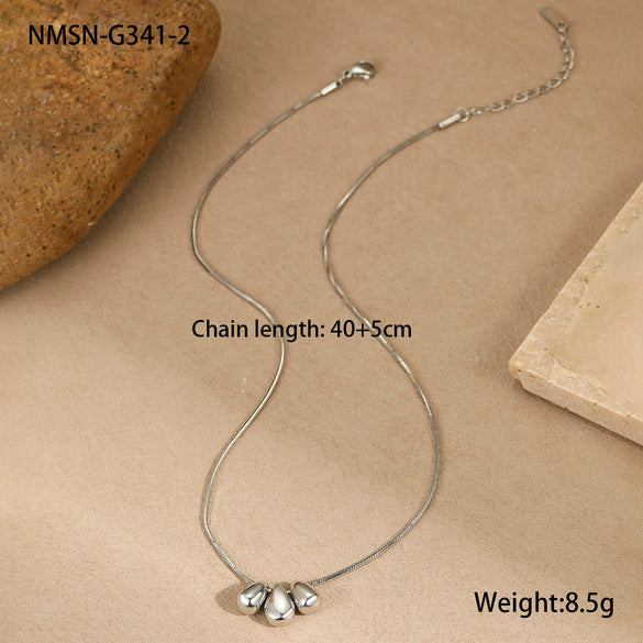 Stainless Steel Geometric Beaded Necklace Plated With 18K Gold For Women