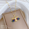 Stainless Steel Geometric Bee Zircon Pendant Necklace For Women And Men