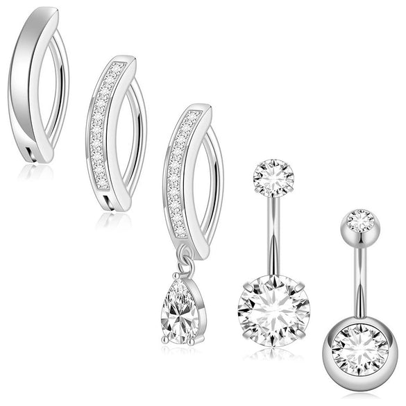Stainless Steel Geometric Belly Button Ring For Unisex With Electroplating For Body Piercing