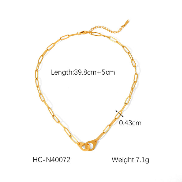 Stainless Steel Geometric Blade Chain Hiphop Necklace For Women With Electroplating