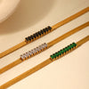 Stainless Steel Geometric Blade Snake Chain Necklace Inlaid With Zircon For Women