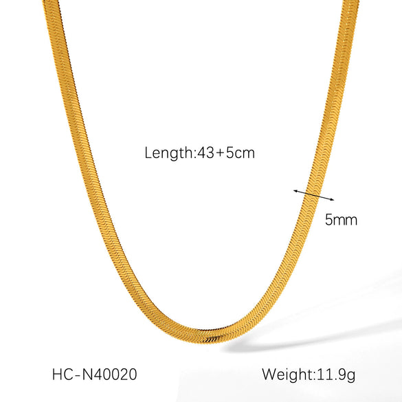 Stainless Steel Geometric Blade Snake Chain Necklace Inlaid With Zircon For Women